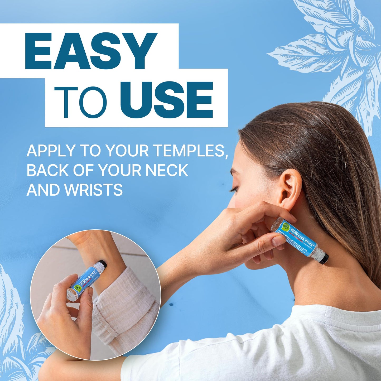 Basic Vigor Migrastil Extra Strength Migraine Stick Advanced Formula, Strong Aromatherapy Roll On Includes Menthol, Essential Oils, No Lavender, Made in The USA.