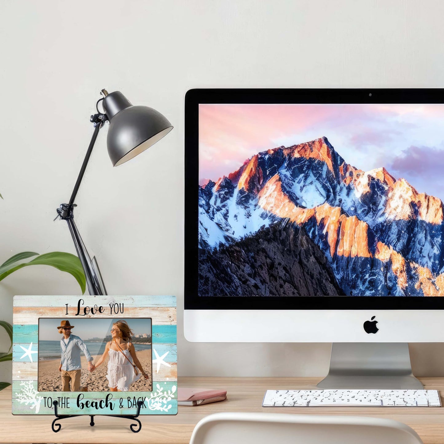 HJLLOQR Beach Picture Frame, Wedding Gift, Couple Photo Frame, Beach Travel Honeymoon Picture Frames 4X6 In, Engagement Gifts for Couples, Newlyweds -B01