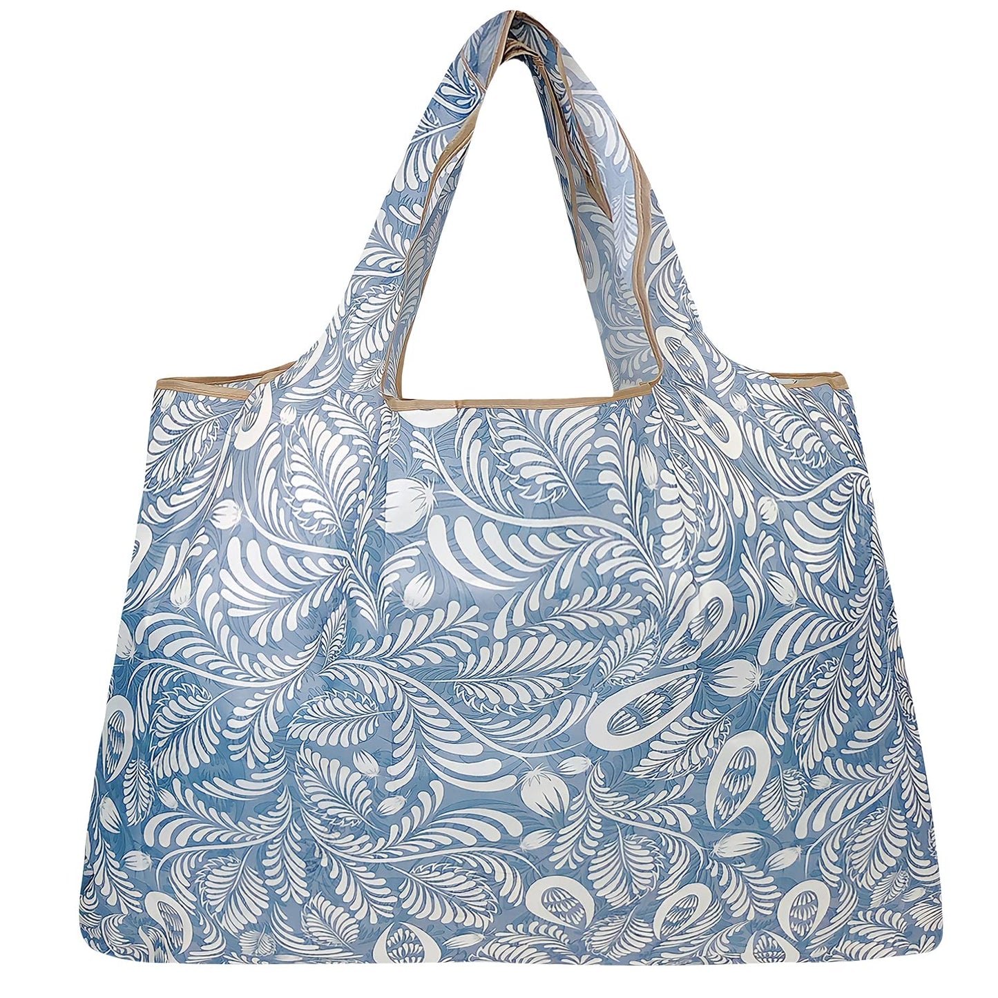 allydrew Large Foldable Tote Nylon Reusable Grocery Bags, Gray Ferns