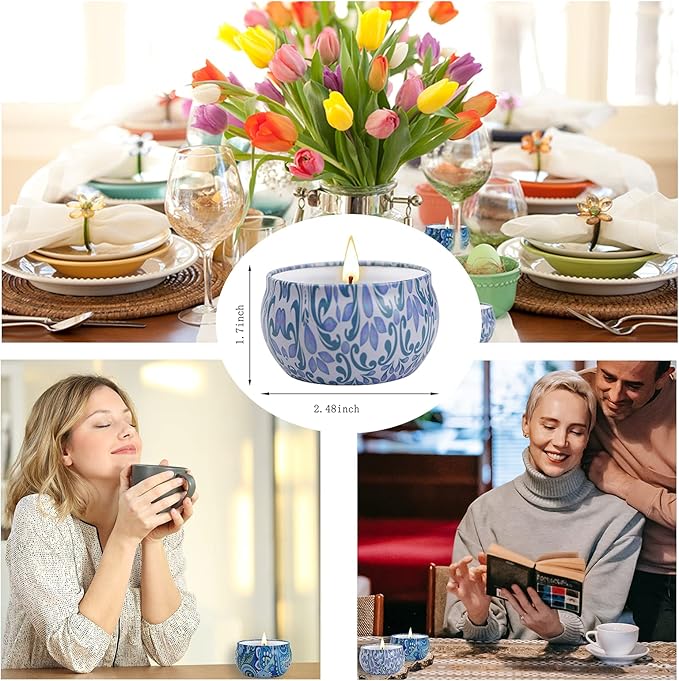 2 Pack Scented Candles, 2.5 oz Aromatherapy Candles for Home Scented, Natural Soy Candles with Floral Scents, Portable Small Jar Candle Set for Travel, Spa, Bath, Yoga, Home Decor Candle