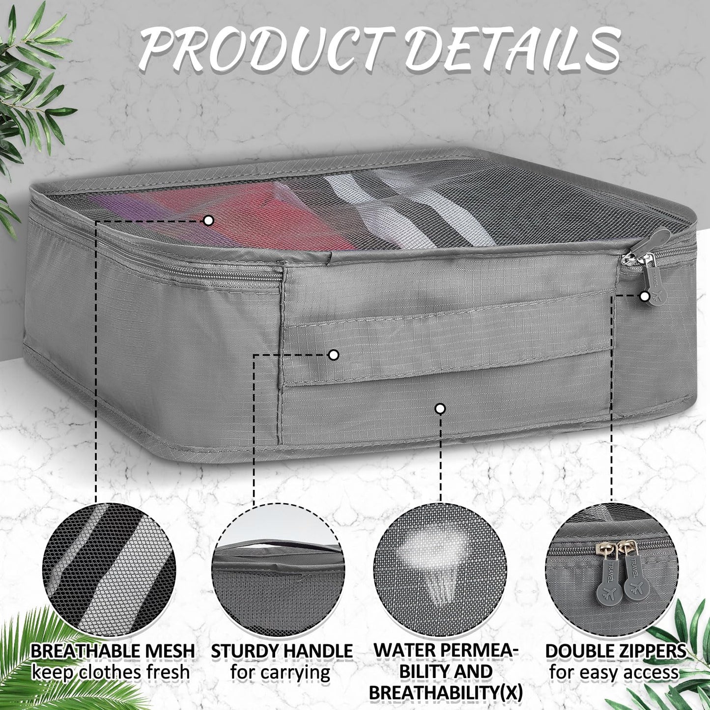 Silkfly 12 Pcs Packing Cubes for Suitcase Travel Luggage Bags Bulk Mesh Organizer Set for Hiking Camping Backpacking Clothes Accessories(Gray)