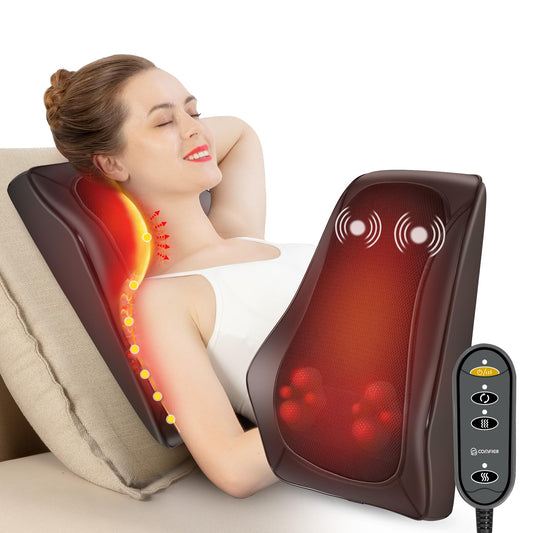 COMFIER Back Massager with Heat, Deep Tissue Shiatsu Neck and Back Massager for Pain Relief, Chair Use Massager Pillow with Adjustable Flap, Ideal Gift for Women Men