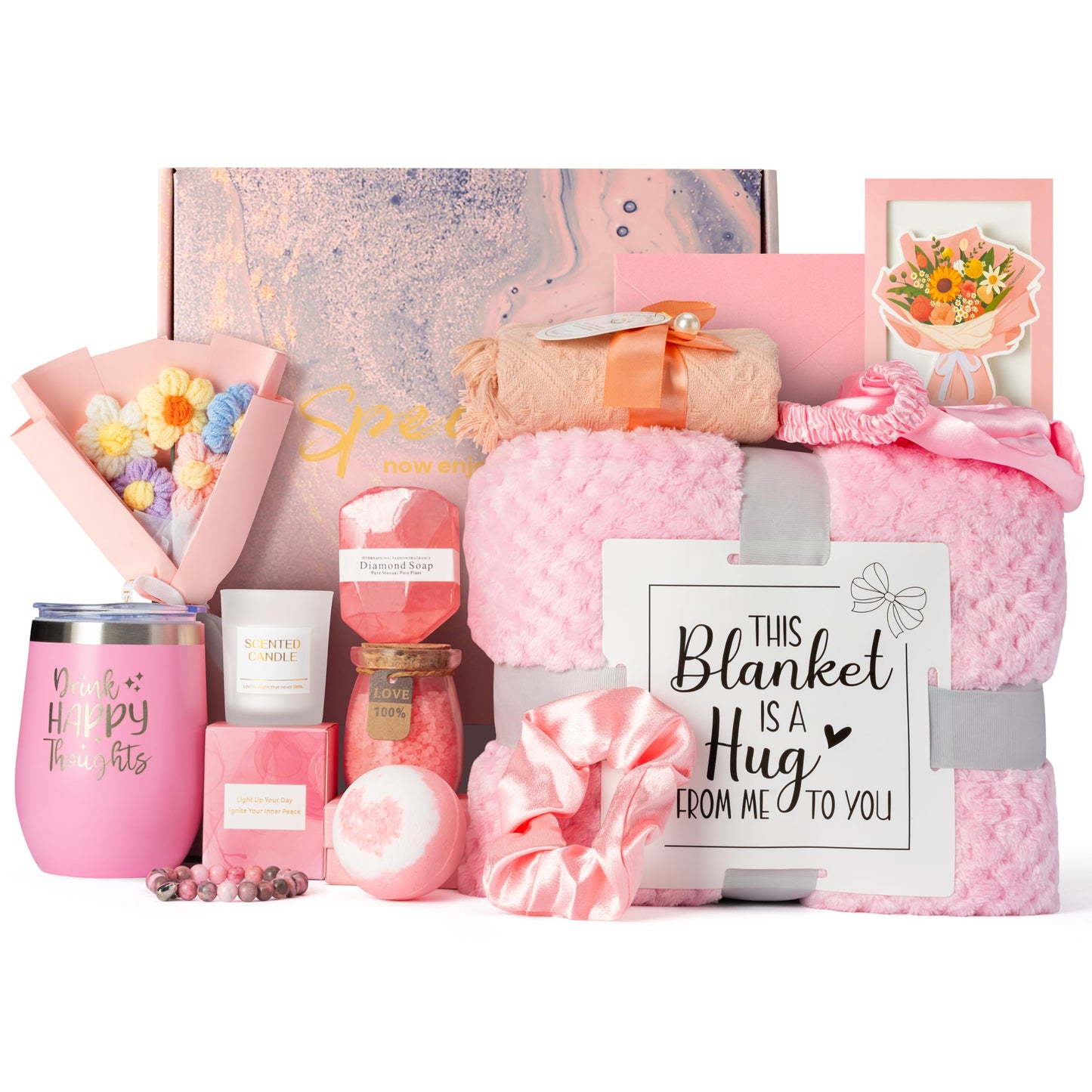 GQIRIL Gifts Basket for Women - 12PCS Unique Birthday Mothers Day Gift Set, Bath Relaxing Spa Present Basket Set, Self Care Package for Her Mom Sister Female Friends Wife Girlfriend Grandma Daughter