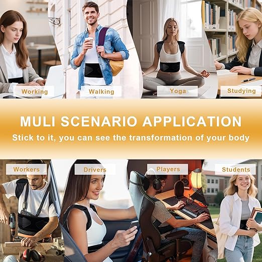 Back Brace Posture Corrector for Women and Men High Support Adjustable Lightweight Upper, Back Straightener for Neck Shoulder & Upper/Lower Back Pain Relief Under Clothes Breathable Invisible