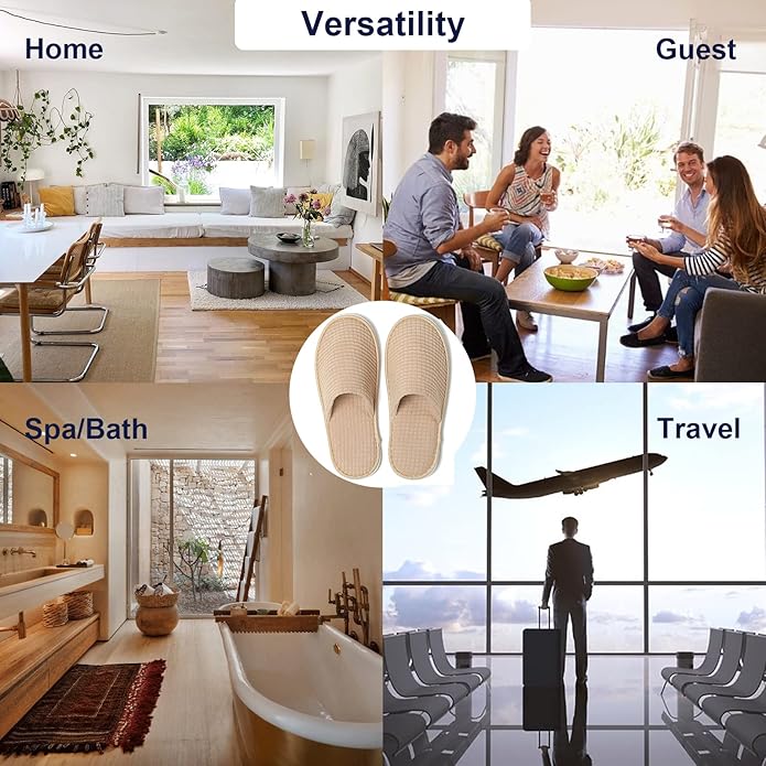 12 Pairs Disposable House Slippers for Guests, Washable Reusable Soft Polar Fleece Spa Slippers, Non-slip Indoor Slippers for Hotel Travel