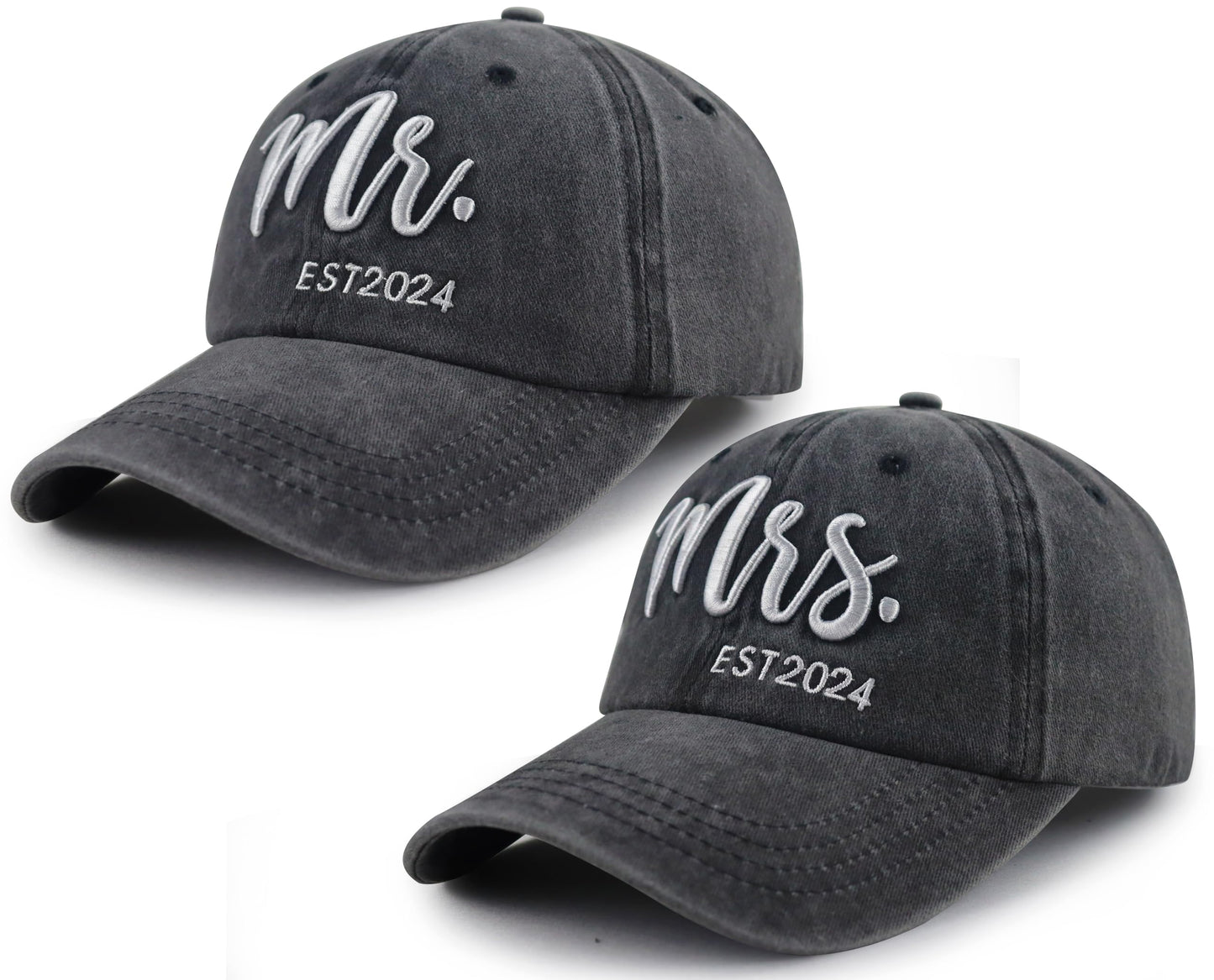 Mr and Mrs Gifts 2024 - Funny Bride Groom Couples Hat, Adjustable Embroidered Matching Baseball Cap for Newlywed Honeymoon, Christmas, Birthday, Wedding, Engagement - Wife Husband Gift