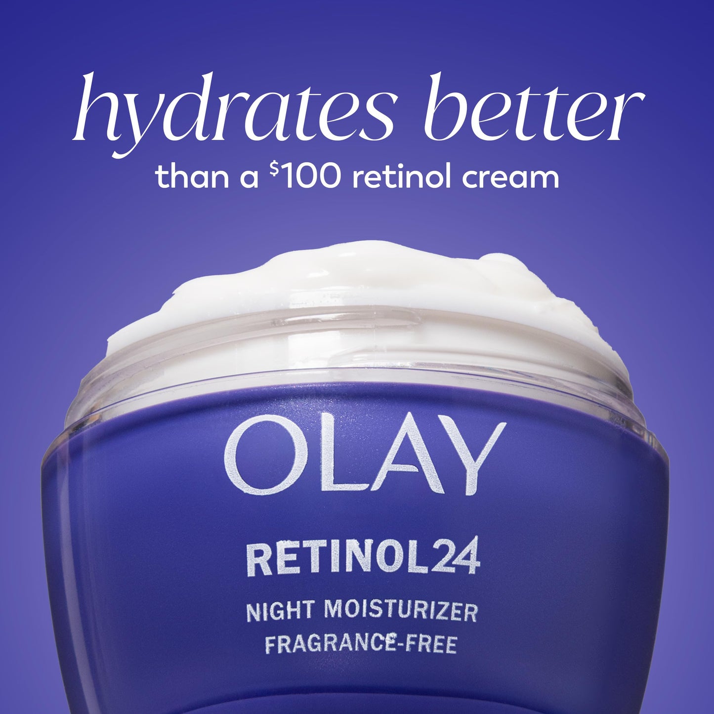 Olay Retinol 24 Face Moisturizer, Anti-Aging Night Cream for Women, Trial Size, Fragrance-Free, Non Greasy - Anti-Wrinkle, Smooth Fine Lines, Tightening Skin Care - Peptides, Glycerin, 0.5 Oz