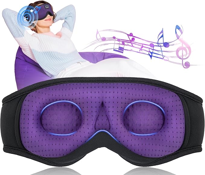 LC-dolida Sleep Mask with Bluetooth Headphones Bluetooth Sleep Mask Sleep Headphones,3D Eye Mask for Sleeping Mask Music Sleeping Headphones for Side Sleepers Meditation Gifts Gadgets for Men Women