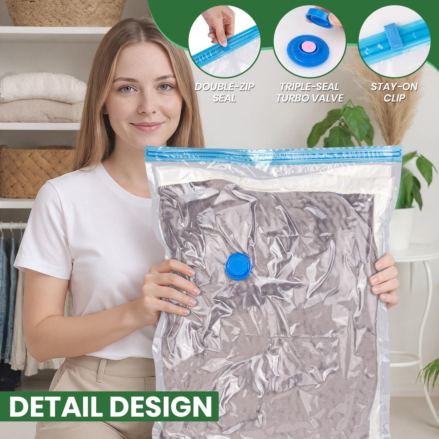 Vacuum Storage Bags,20Pack Vacuum Seal Bags with Electric Air Pump,Vacuumm Seal Bag for Clothing,Travel,Clothes,Comforters,Blankets,Pillows-4 Jumbo+4 Large+4 Medium+4 Small+4 Roll Up Space Saving Bag
