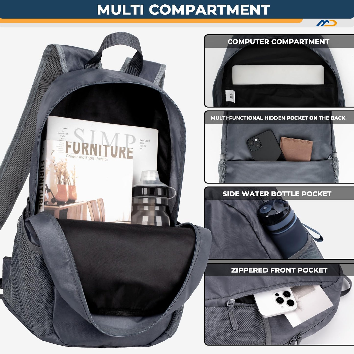 Lightweight Packable Backpack 30L,Light Foldable Backpacks Compact Folding Waterproof Resistant Collapsible Hiking Outdoor Bag Day Pack for Travel Camping