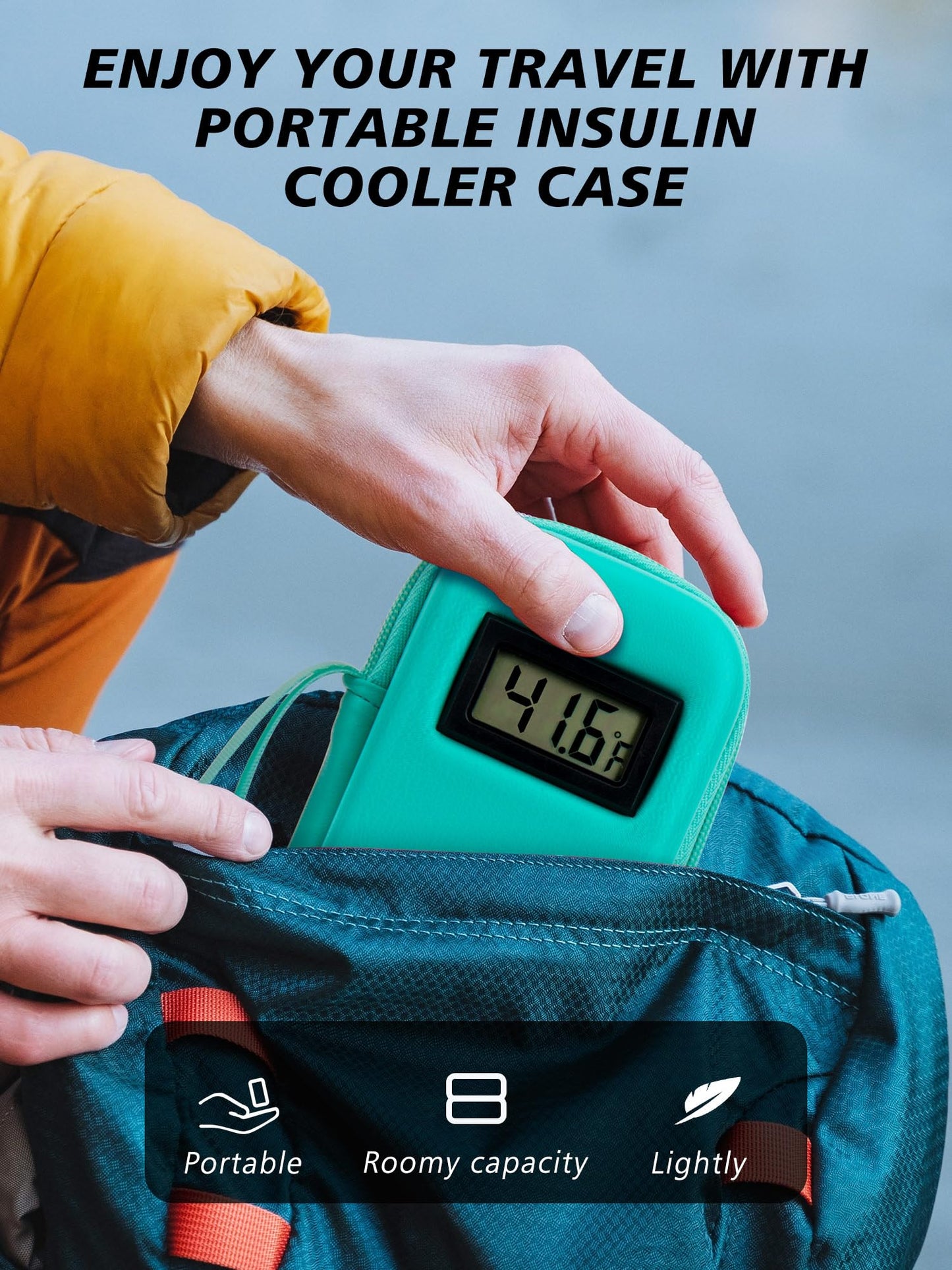 YOUSHARES Insulin Cooler Travel Case with Temperature Display - Refrigerated Medicine Cooling Bag with 2 TSA Approved Ice Pack, Medication Pen Diabetic Supplies Organizer for Trip and Daily