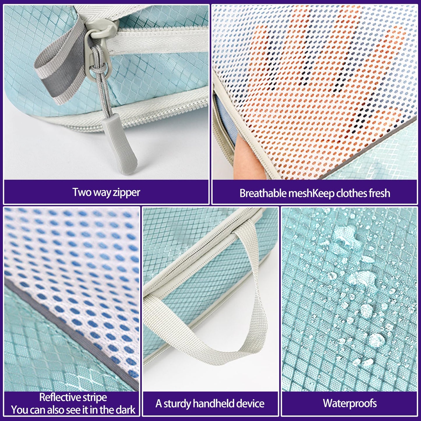 SWIHELP Compression Packing Cubes for Suitcases 6 Set Travel Luggage Organizer Packing For Storage Clothes Shoes