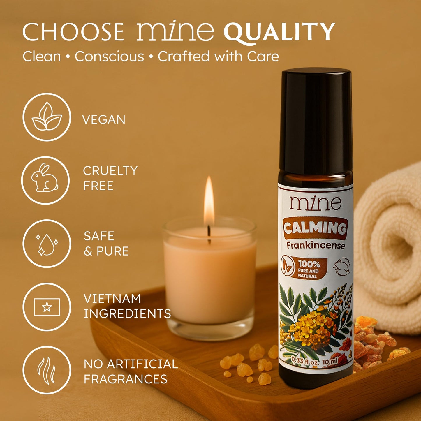 Mine Frankincense Essential Oil Roll On, Frankincense Oil, Calming Essential Oil Rollerball for Skin