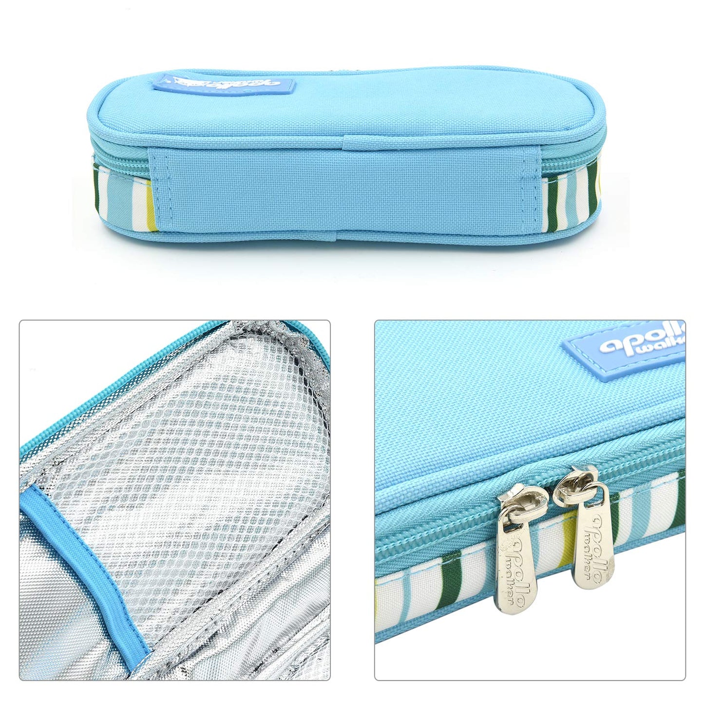 Goldwheat Insulin Cooler Travel Case Diabetic Medication Organizer Medical Cooler Bag with 2 Ice Pack Waterproof and Insulation Liner, Light Blue