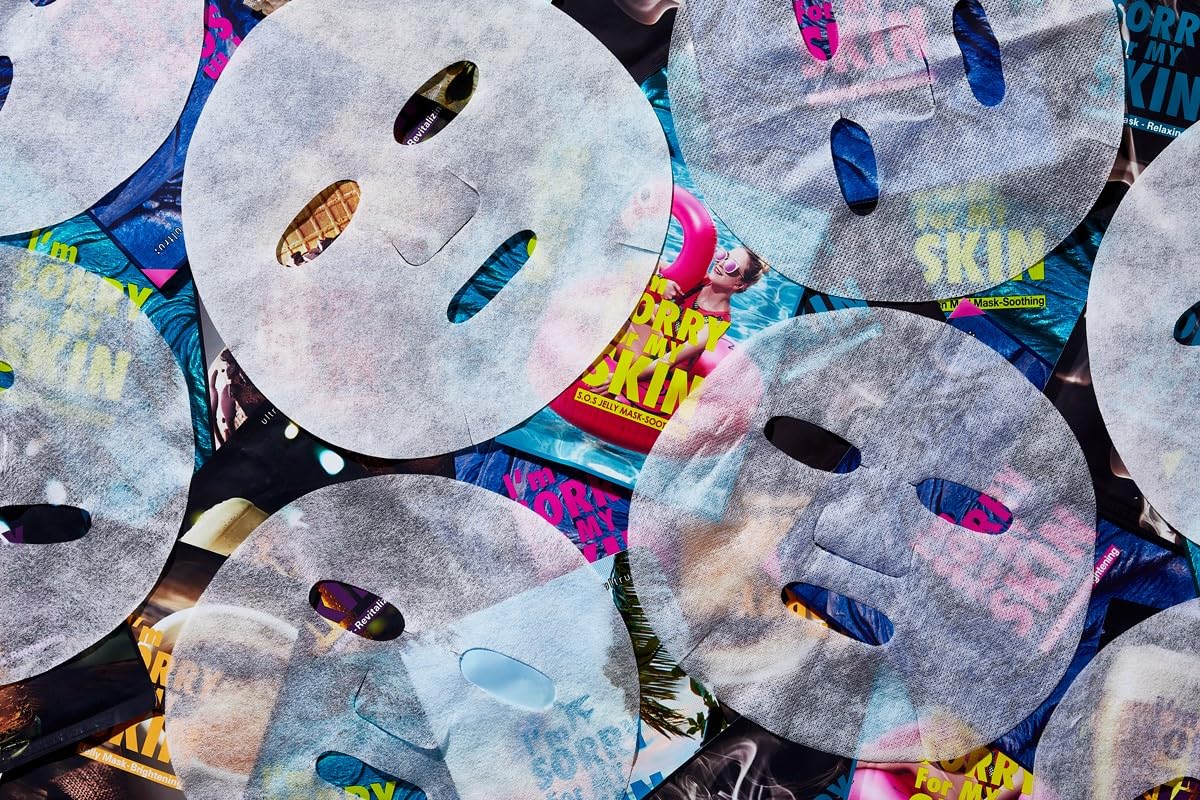 I'M SORRY FOR MY SKIN Jelly Mask Full Set for Skin Stress Relief, Korean Skin Care Travel Essentials Kit, K-Beauty Hydrating Face Mask Sheets, Gifts for Women (Pack of 5)