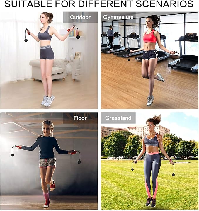 Jump Rope, Training Ropeless Skipping Rope for Fitness, Adjustable Weighted Cordless Jump Rope for Men Women Kids