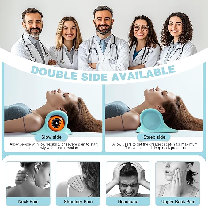 Neck Massager 2025, Neck and Shoulder Relaxer with Heat, 3 Modes, Portable Pillows for Pain Relief and Muscle Relax, 26° Angle Cervical Traction Device for Back, Shoulder