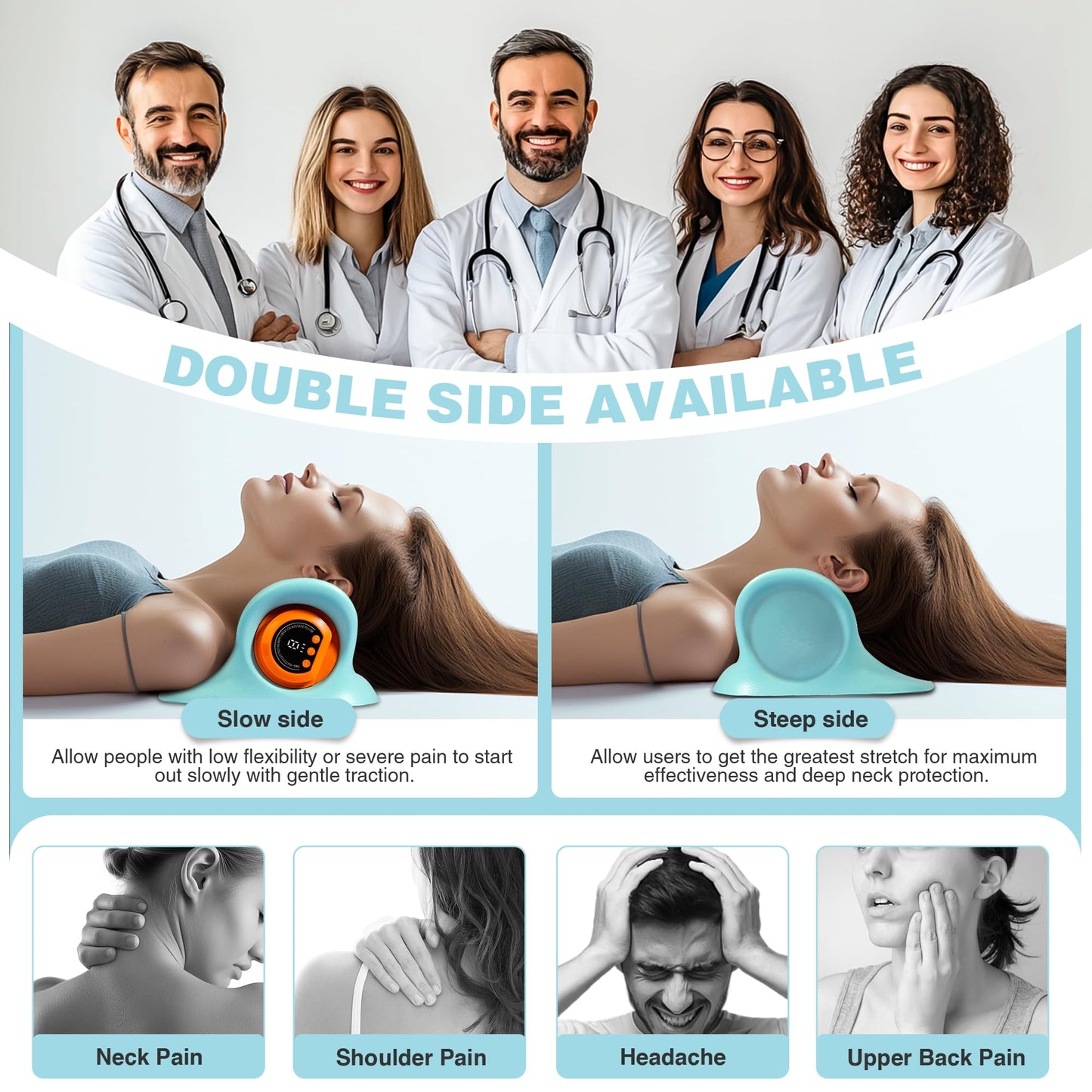 Neck Massager 2025, Neck and Shoulder Relaxer with Heat, 3 Modes, Portable Pillows for Pain Relief and Muscle Relax, 26° Angle Cervical Traction Device for Back, Shoulder