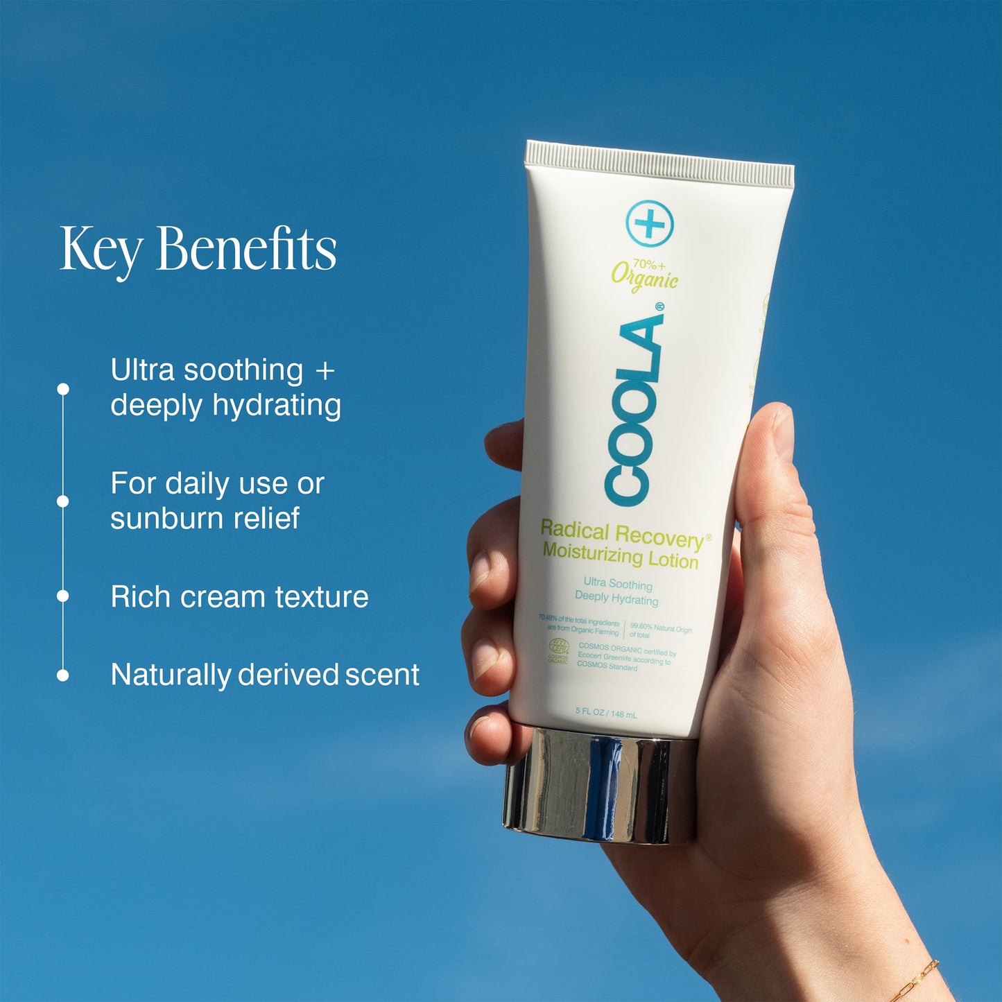 COOLA Organic Radical Recovery After Sun Body Lotion, Includes Aloe Vera, Agave and Lavender Oil for Sunburn Relief, 5 Fl Oz