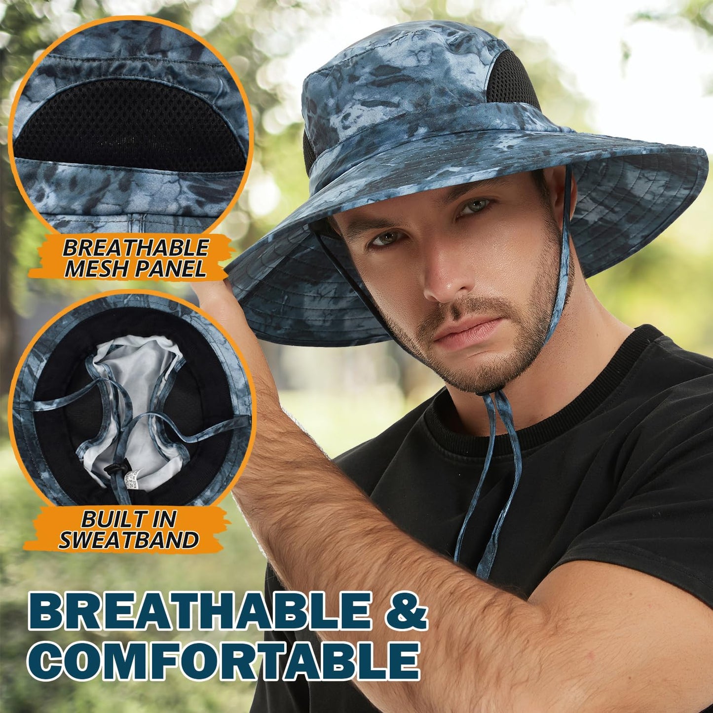 EINSKEY Wide Brim Sun Hat, UPF 50+ UV Protection Waterproof Packable Bucket Hat for Men & Women, Fishing Hiking Beach Garden