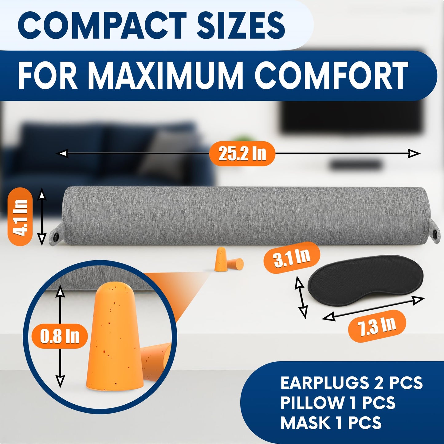 Twist Memory Foam Travel Pillow - Comfortable & Adjustable Neck Pillow for Traveling with Soft Washable Velvet Cover, Eye Mask & Earplugs - Long Flight Essentials | for 360° Neck Support, Chin, Lumbar