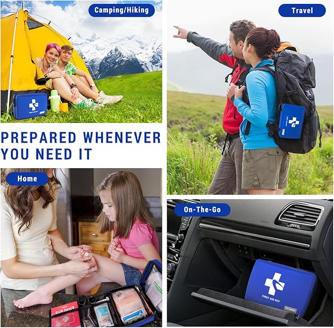 300 PCS First Aid Kit for Home, Car, Travel, Camping, Hiking, Truck, Office, Businesses, Sports & Outdoor, Premium Waterproof Compact Trauma Medical Kits for Any Emergencies