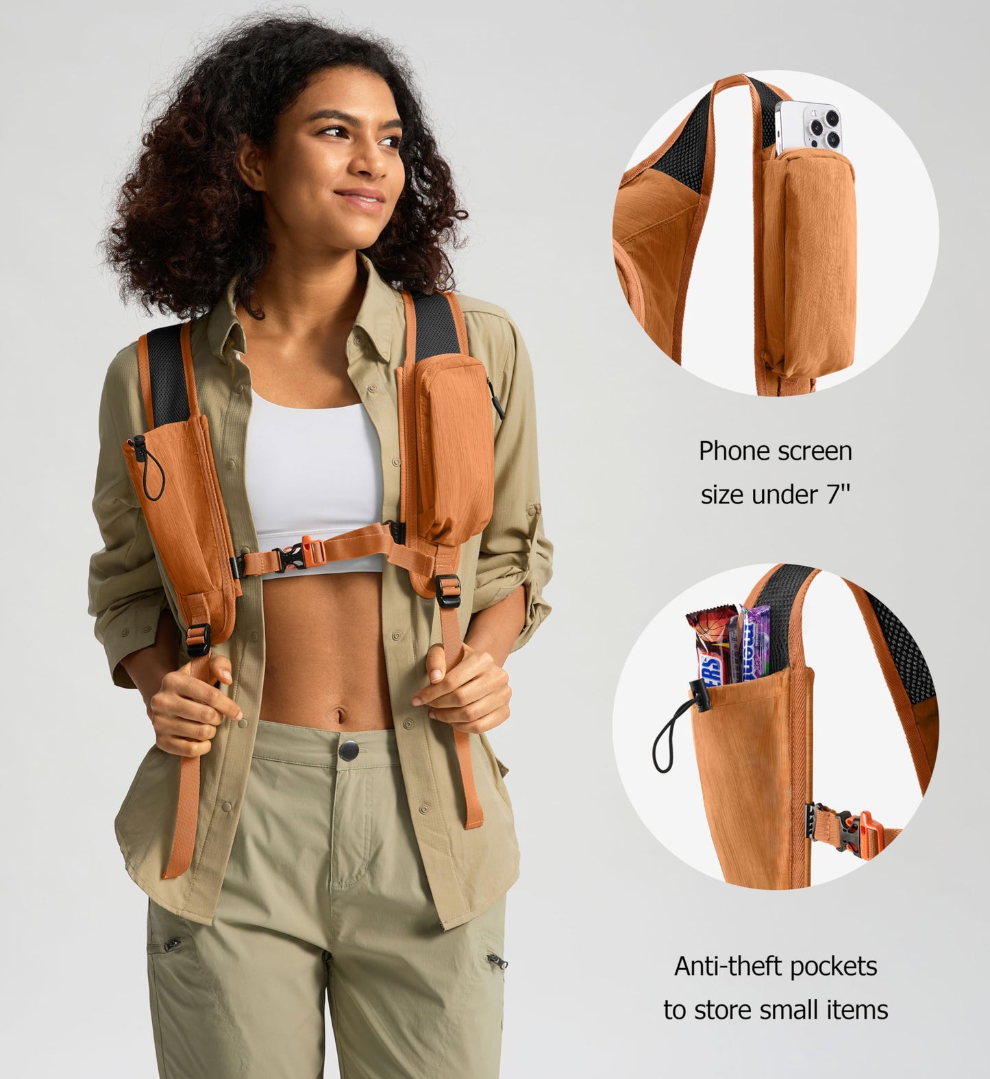 Uselike 10L Small Hiking Backpack Travel Daypack Lightweight Packable Back Pack for Women Men(Orange)