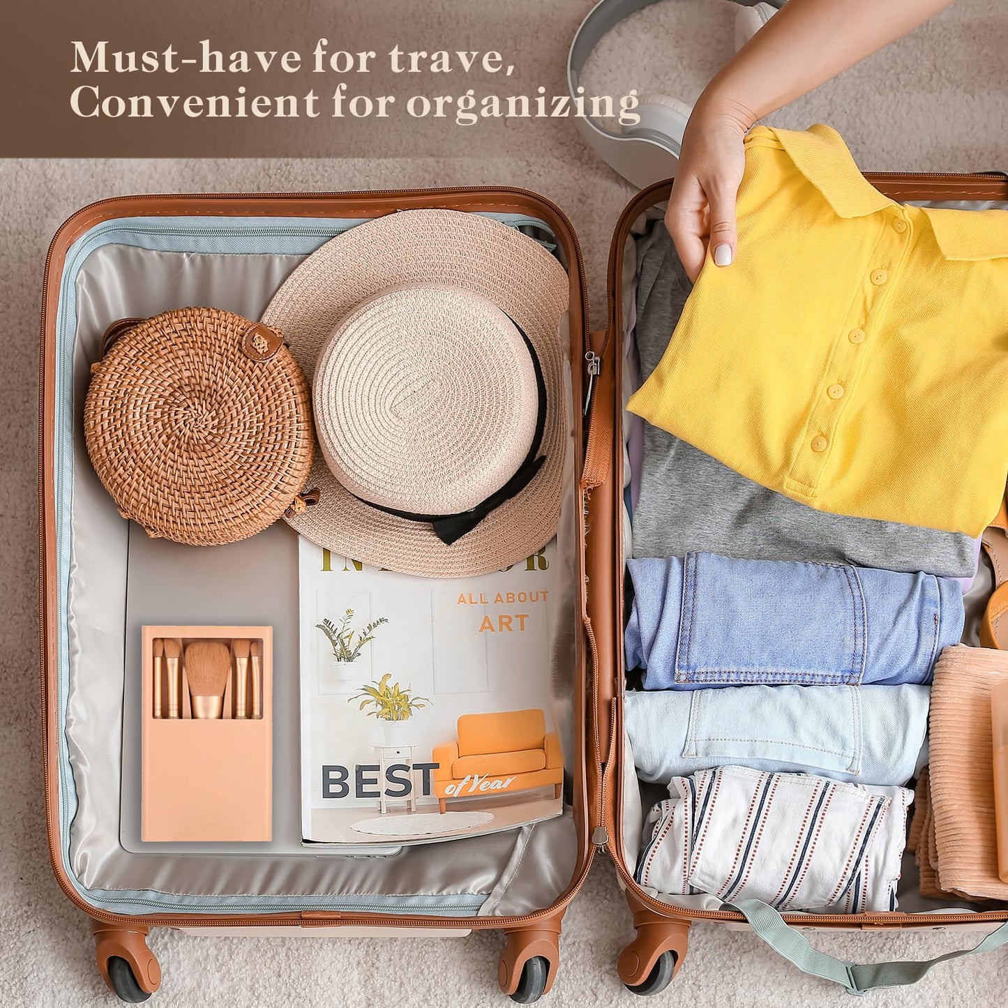 IRYCSSCE Travel Makeup Brush Set, travel make up brushes sets mini eye shadow kits small size eyeshadow case eyes makup brushed makeuo soft brushs basic cosmetic profesional tools (Apricot)