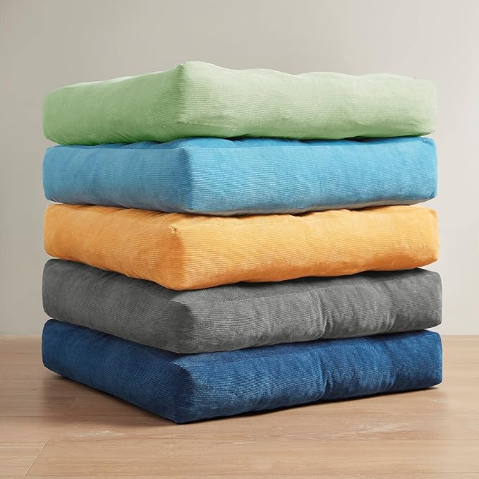 Degrees of Comfort Meditation Floor Pillow, Square Large Pillows Seating for Adults, Tufted Corduroy Cushion for Living Room Tatami, Green 22x22 Inch