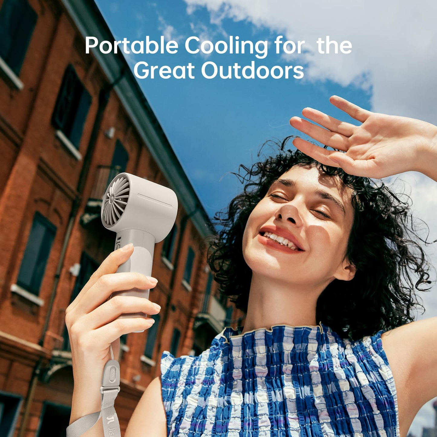 JISULIFE Handheld Turbo Fan, 5000mAh Rechargeable Portable Fans,Up to 28 Hours Working,5 Speed Strong Wind,Personal Mini Fan for Travel Outdoor Camping Beach Makeup(Gray)