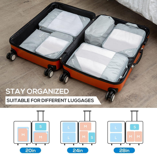 Compression Packing Cubes, 5 Set Packing Cubes for Travel Compression, Lightweight Compressible Package Organizer for Carry On and Suitcases, Light Grey