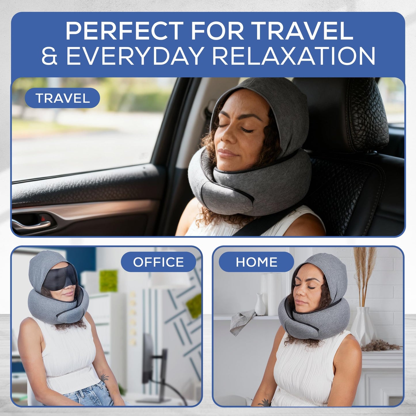 Maxzeker Airplane Pillow For Long Flight - Memory Foam Travel Pillow. Washable, Comfortable Breathable Cover. Carry Bag.Travel Neck Pillows For Airplanes, Best For Fong Flights, Home Use And Car Rides