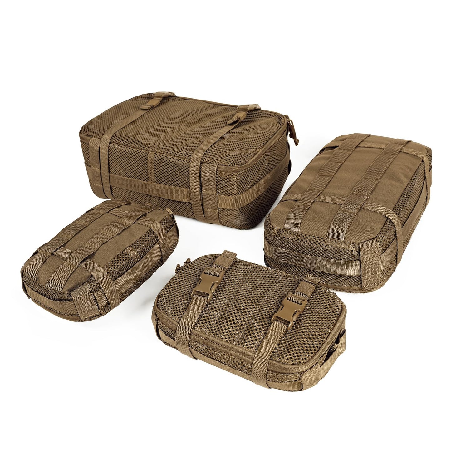 CASONMMAX 4 Set Tactical Packing Cubes ,Compressible Mesh Duffle Storage Bag,Portable Edc Molle Pouch Organizer. (CB)