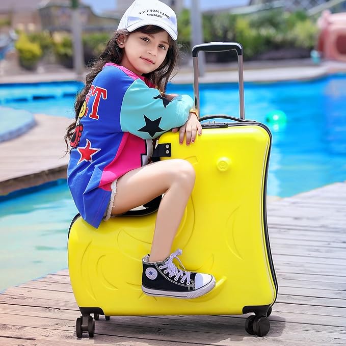 Kids Ride On Suitcase with Wheels, Scooter Luggage for Toddlers Travel, Durable Children's Suitcase for Boys & Girls Ages 2-12 Years