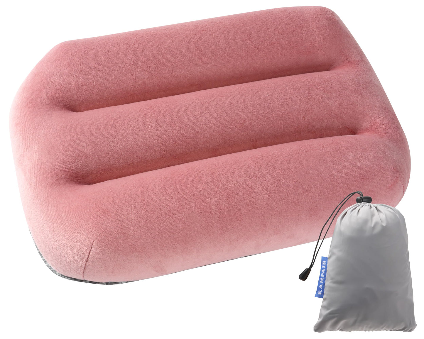 Kampair Ultralight Inflatable Camping Pillow for Sleeping – Soft Velvet Cover, Compact & Portable, Ergonomic Neck Support, Machine Washable Air Pillow, Perfect for Travel, Hiking, Backpacking – Pink