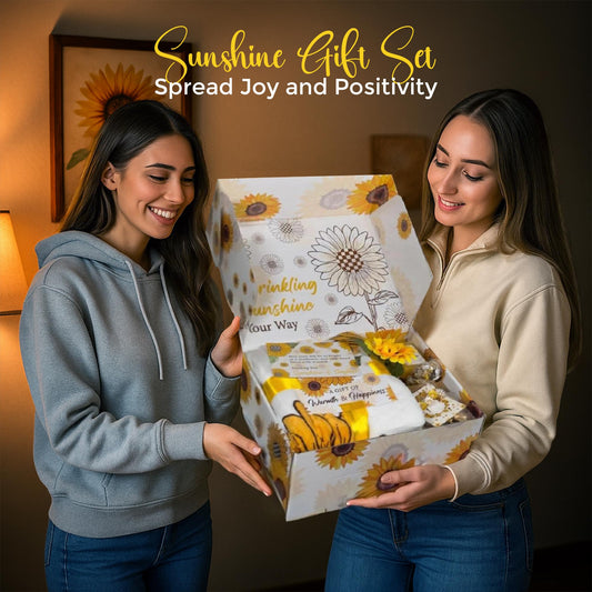 18Pcs Sunflower Gifts for Women - Unique Gift Basket Set - Birthday Gifts for Women, Best Friend, or Sister - Sunshine Box Care Package, Get Well Soon, Thinking of You, Friendship Basket