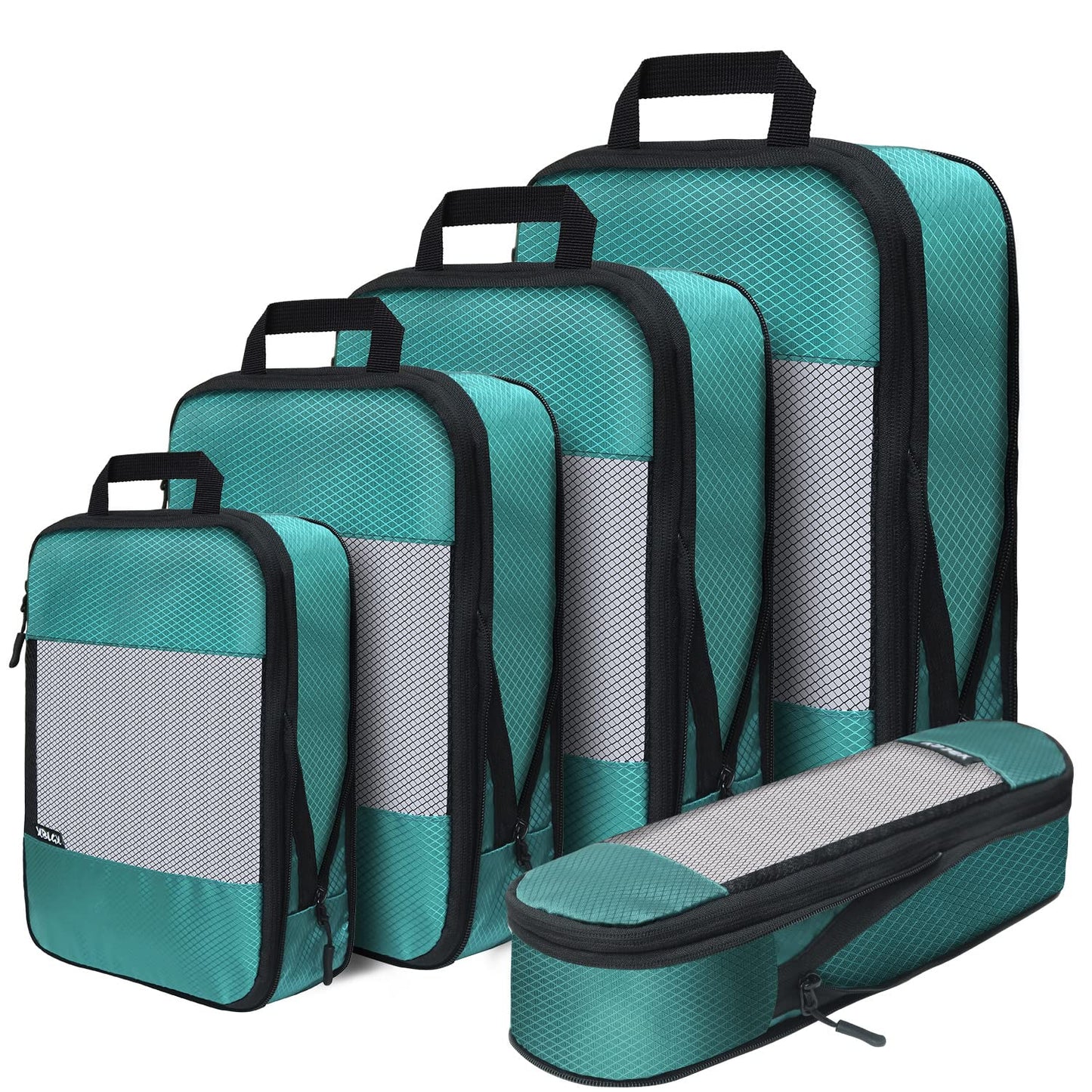 Compression Packing Cubes for Suitcases,5 Set Travel Essentials, Lightweight Luggage Organizer Bags, Travel Cubes for Carry on(Green)