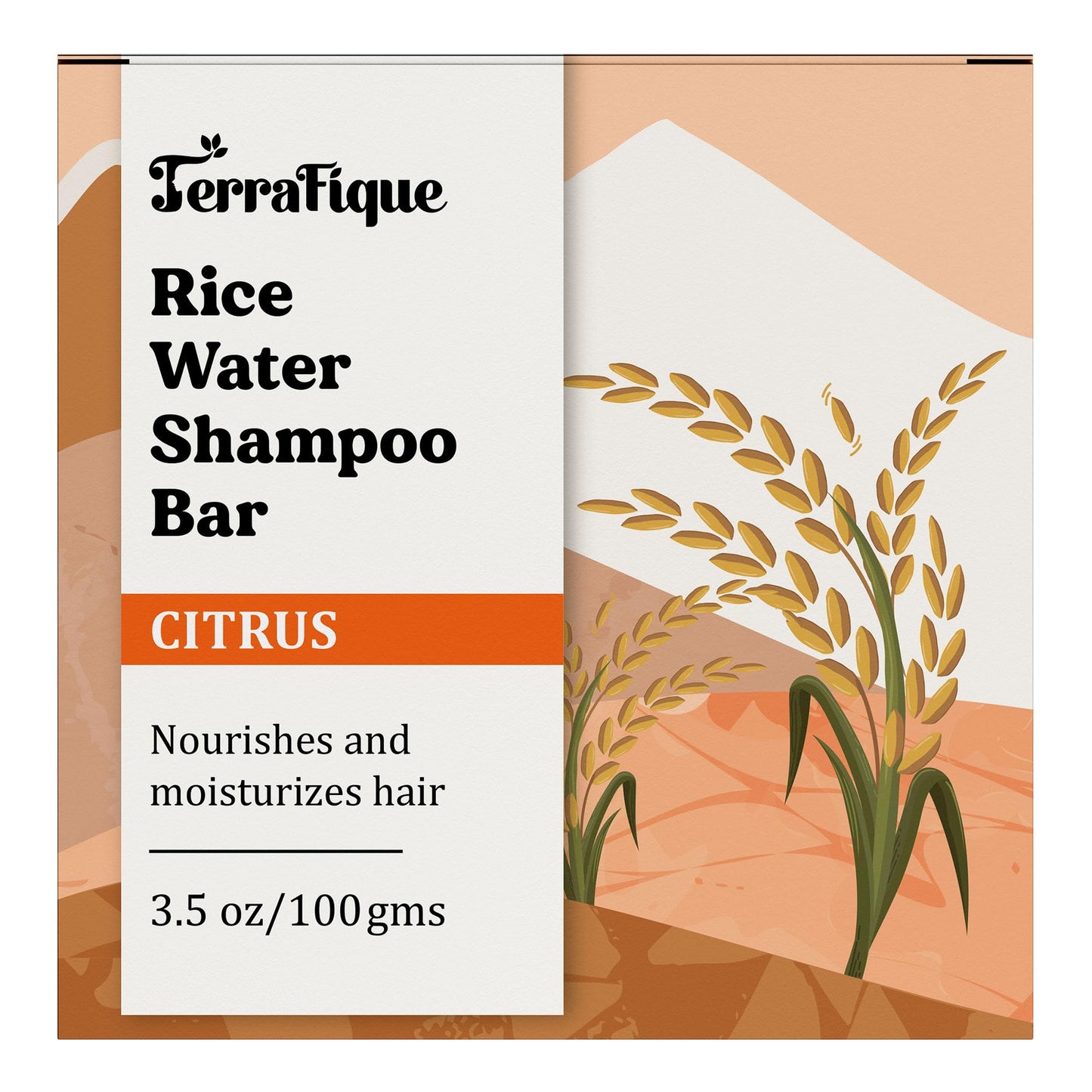 Terrafique Rice Water Shampoo Bar - Cleans, Strengthens - Bar Shampoo for Thinning Hair - Color Safe - Travel Soap - Contains Shea, Coconut Oil and Rice Water for Hair Growth - Citrus - 3.5 Oz- 2 Pack