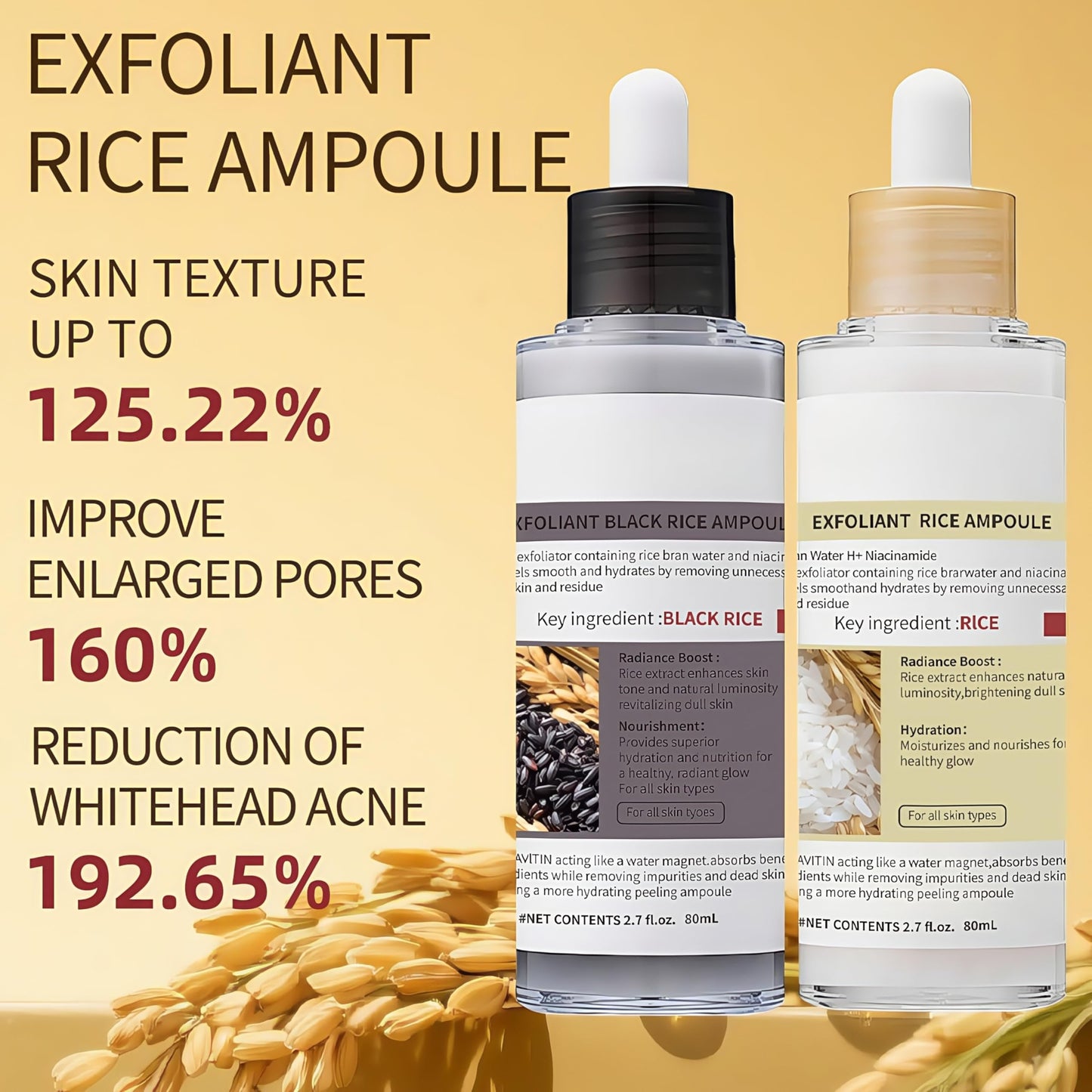 Peel Shot Glow Rice Ampoule Duo (White+Black),New Soft Rice Exfoliating Face and Body, Black and White Rice Exfoliant for All Skin Types, Gentle Peel & Deep Hydration