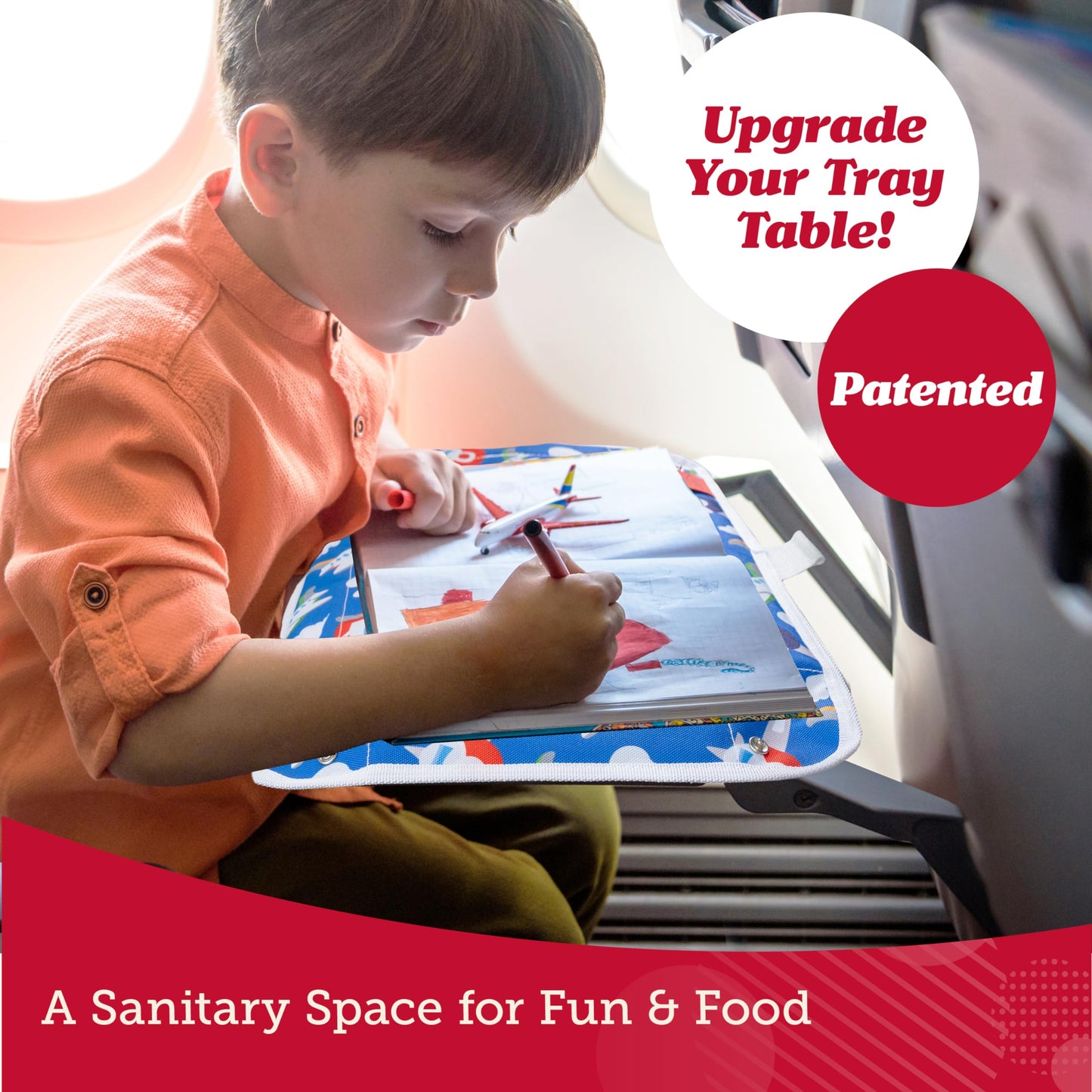 Lusso Gear Airplane Tray Table Cover Travel Essentials - Black, Modern Linen - Portable Organizer & Tablet Holder - Airplane Travel Accessories & Road Trip Essentials