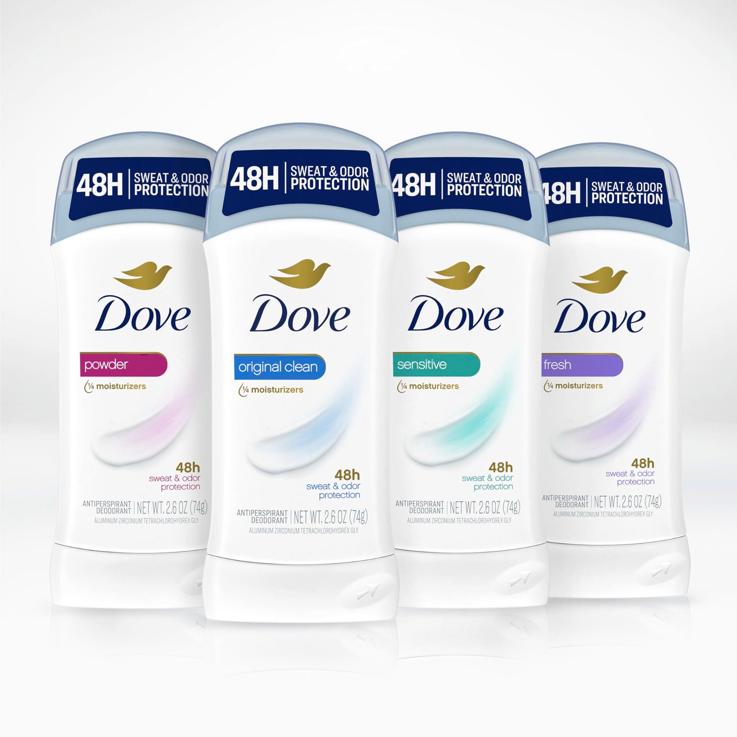 Dove Invisible Solid Antiperspirant Deodorant Stick for Women, Powder, For All Day Underarm Sweat & Odor Protection 2.6 oz 2 Count