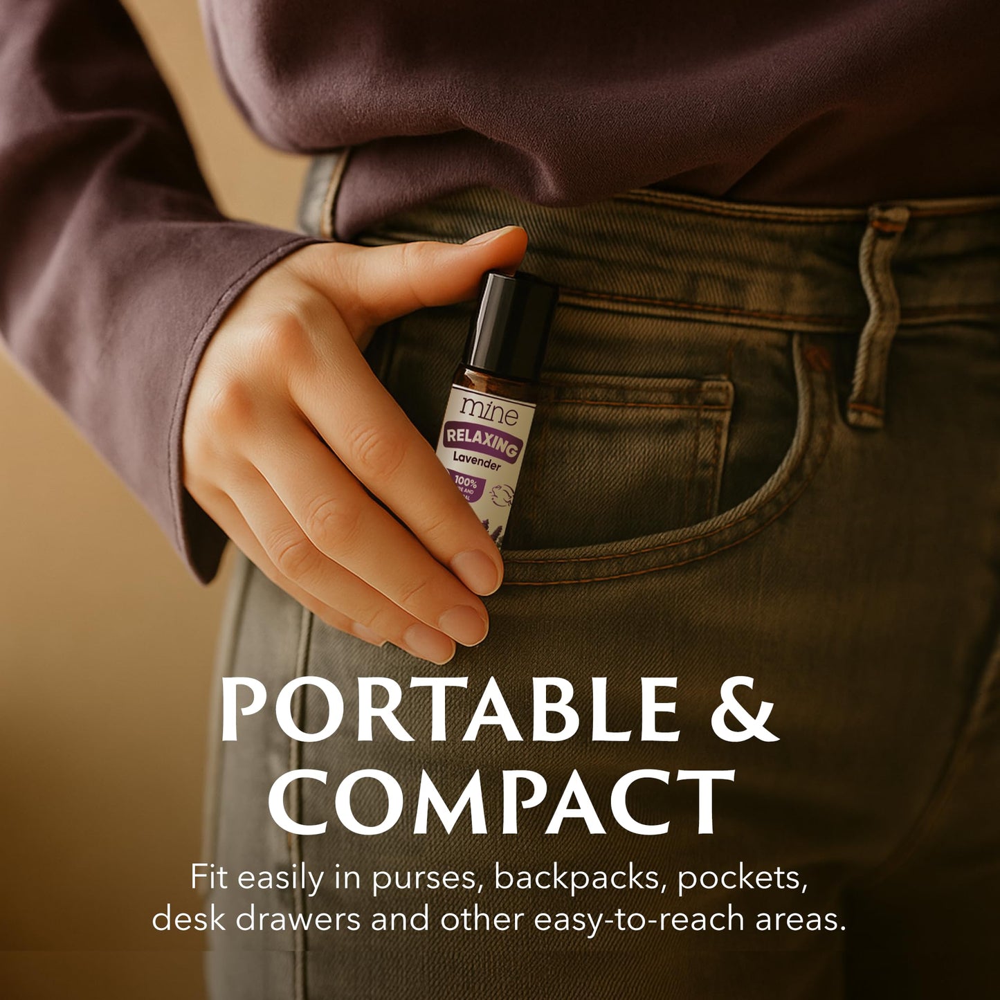 Mine Lavender Essential Oil Roll On - 100% Pure Natural Lavender Oil for Skin