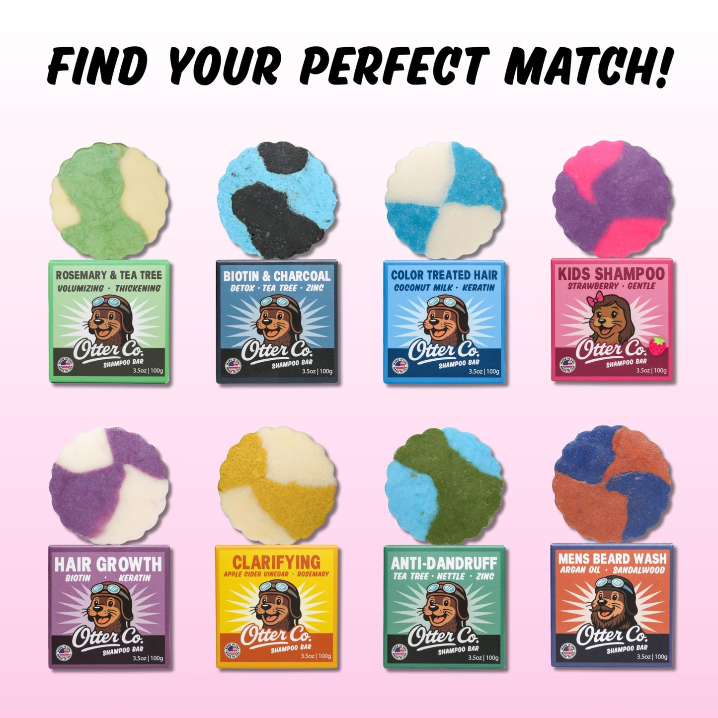 Otter co. Kids Gentle Strawberry Shampoo Bar – Tear Free Toddler Shampoo – Sulfate Free & Non Toxic – Made with Organic Ingredients – Vegan, Cruelty Free, Natural & Hydrating for All Hair, USA Made