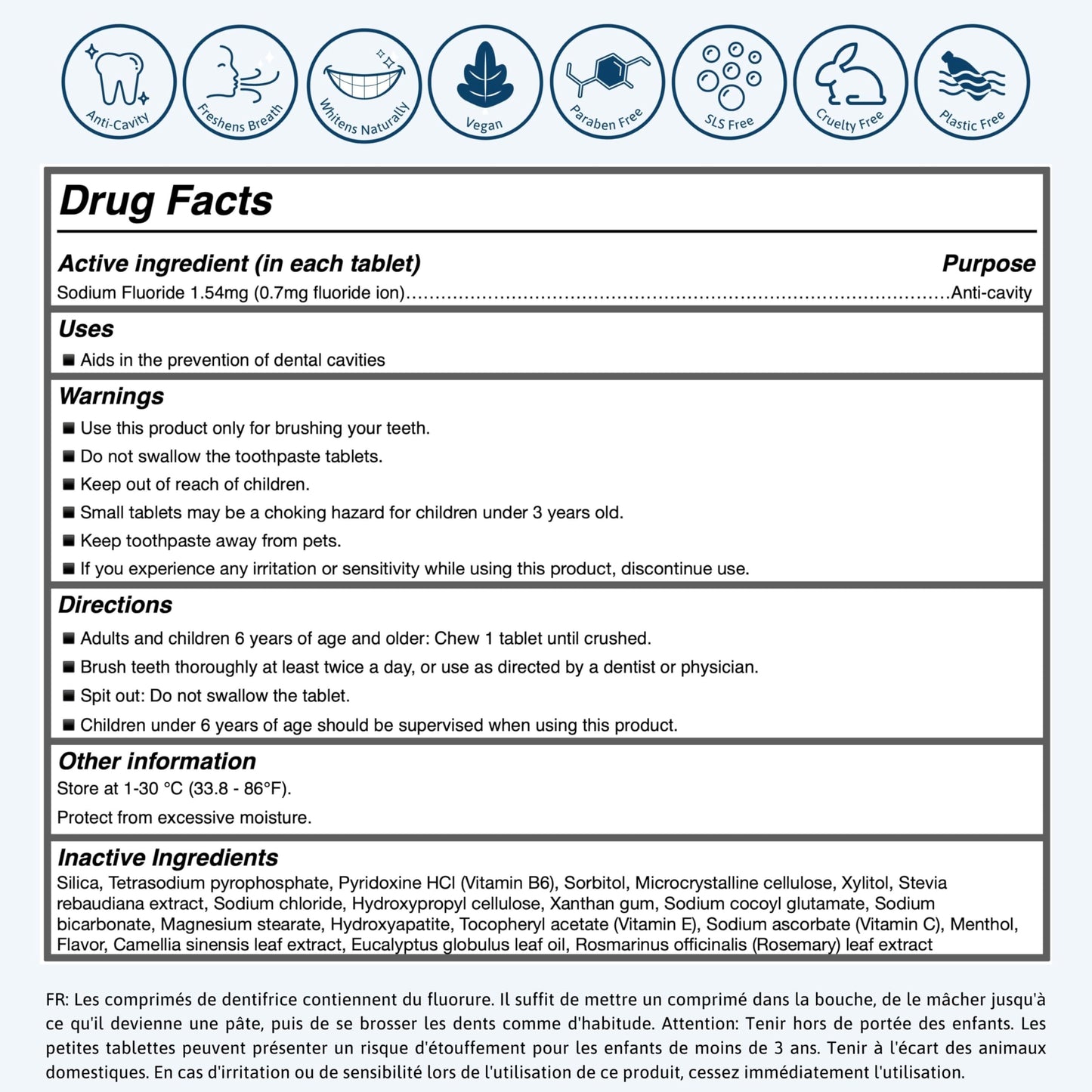 Tidalove Smile More Toothpaste Tablets with Fluoride & nHAp - Vegan, Enamel Strengthening, Zero Waste, Paper Refill, 62 Tablets, Cool Mint, 1 Month Supply, Travel-Friendly