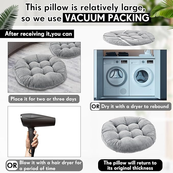 Jerify 12 Pcs Round Floor Pillows Cushions 22 x 22 Inch Large Flexible Seating Cushion Classroom Furniture Floor Pillow for Kids Adults Home Daycare Preschool Yoga Meditation Gift (Light Gray)