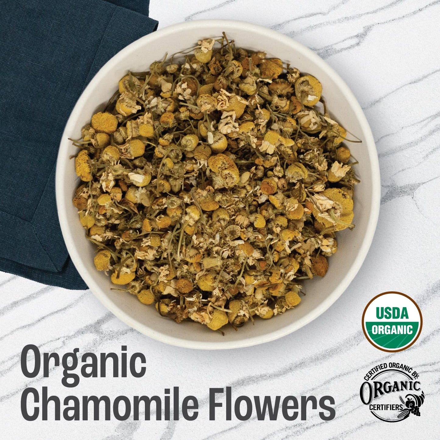 J Mac Botanicals, Organic Chamomile Flowers, Whole Dried Chamomile flower, Loose Leaf tea