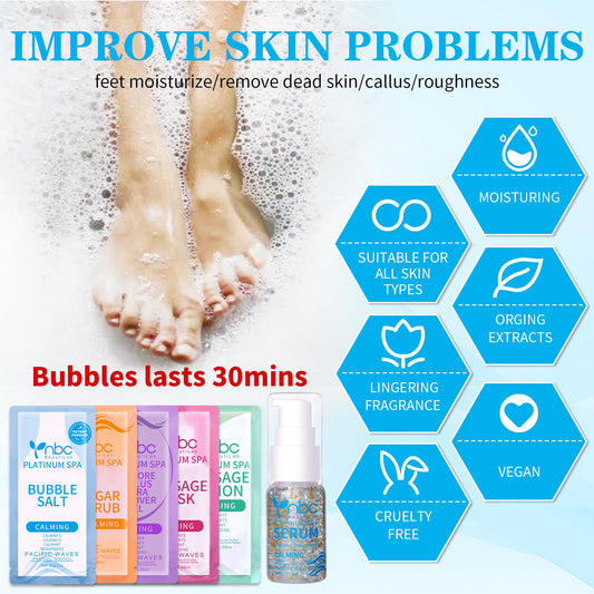 nbc BeautiLab Pedicure Foot Soak Set - Upgraded 6 in 1 Foot Spa, Foot Bath Spa, Pedicure Kit, Foot Soak for Tired & Dry Cracked Feet, Athletes Feet and Calluses (Pacific Waves)