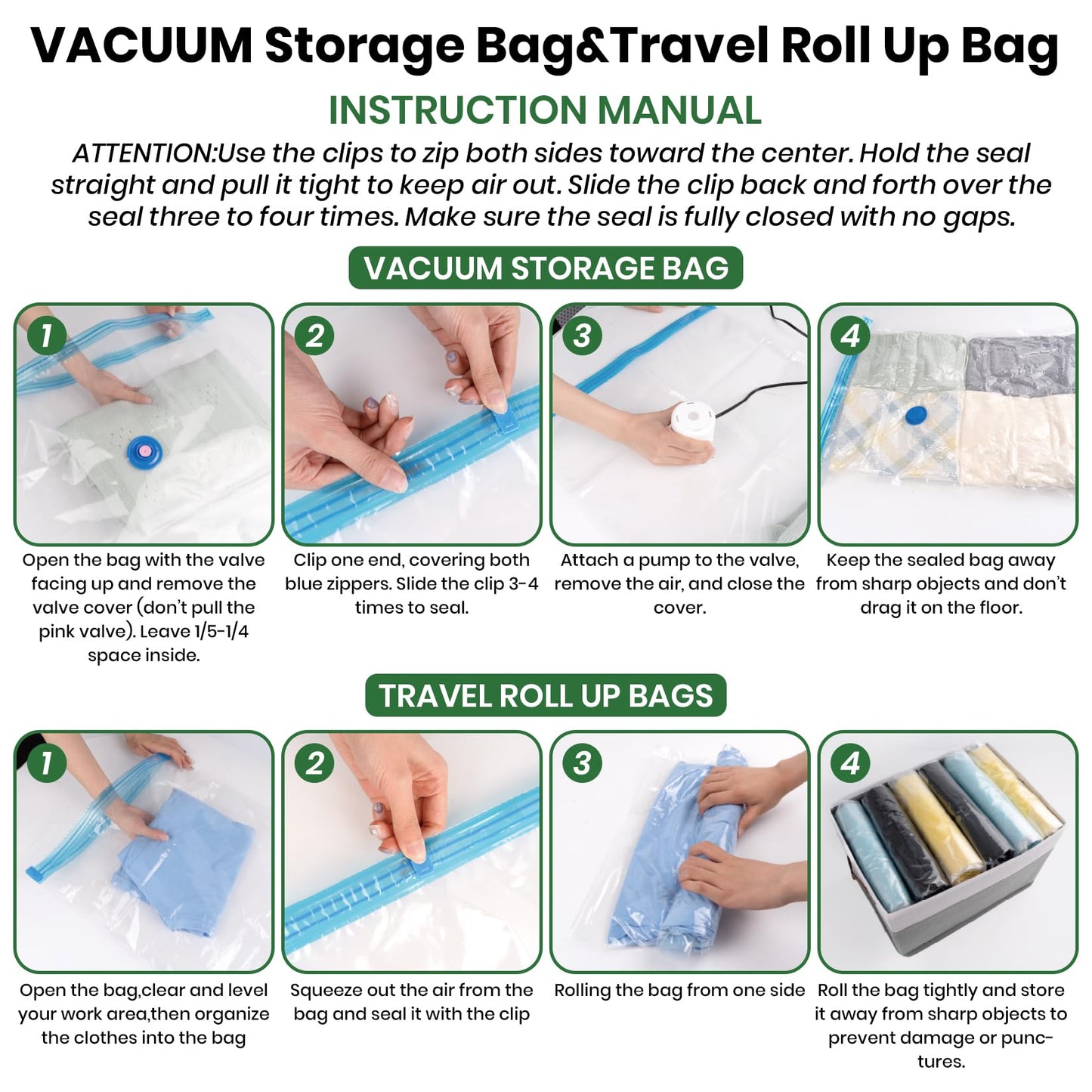 Vacuum Storage Bags,20Pack Vacuum Seal Bags with Electric Air Pump,Vacuumm Seal Bag for Clothing,Travel,Clothes,Comforters,Blankets,Pillows-4 Jumbo+4 Large+4 Medium+4 Small+4 Roll Up Space Saving Bag