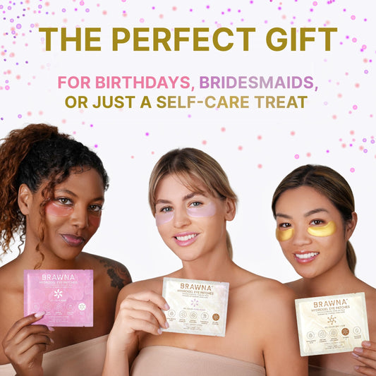 BRAWNA Under Eye Patches – Hydrogel Masks with Retinol, Hyaluronic Acid, Collagen & Caffeine – For Puffy Eyes, Dark Circles, Wrinkles & Fine Lines – Gift Set – 24 Pairs