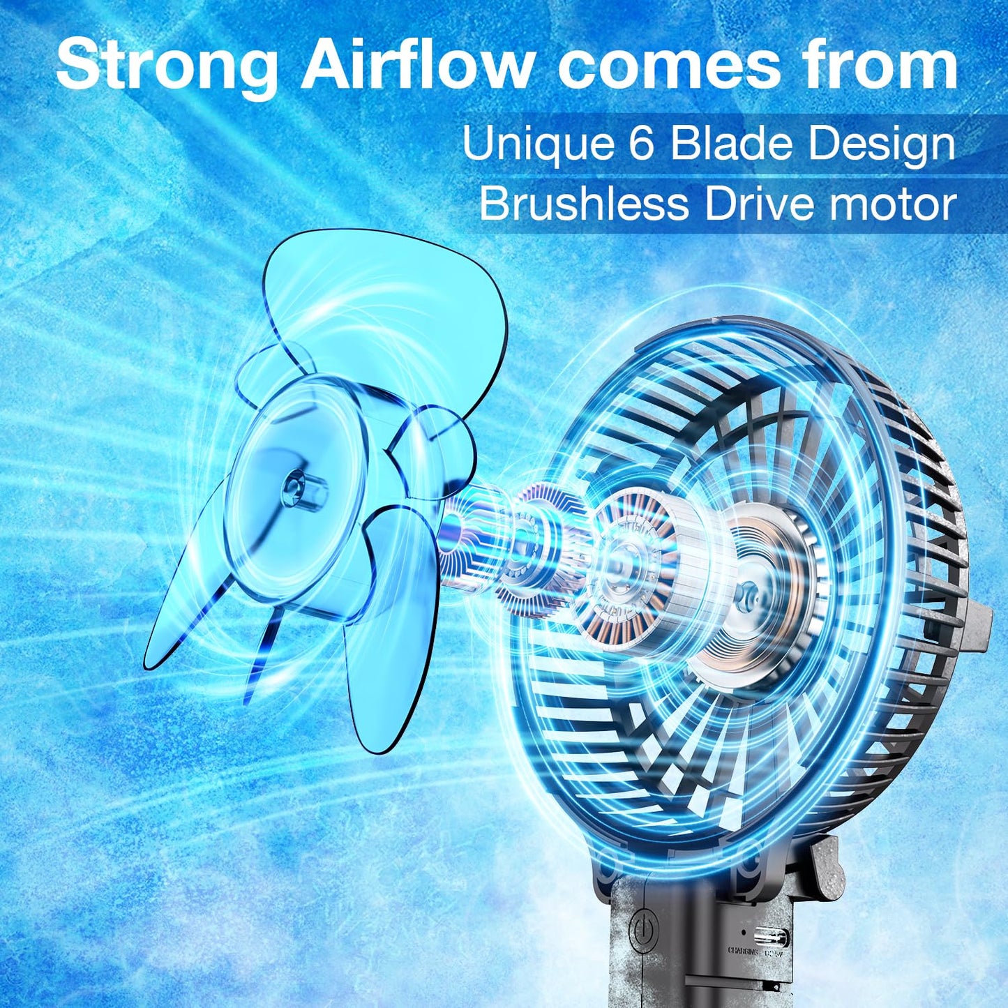 VersionTECH. Portable Handheld Fan, Powerful+Durable+4000mAh+180° Foldable, Mini Table Fans with USB Rechargeable Battery Operated Cooling Accessories for Personal Use, Travel, Office Black